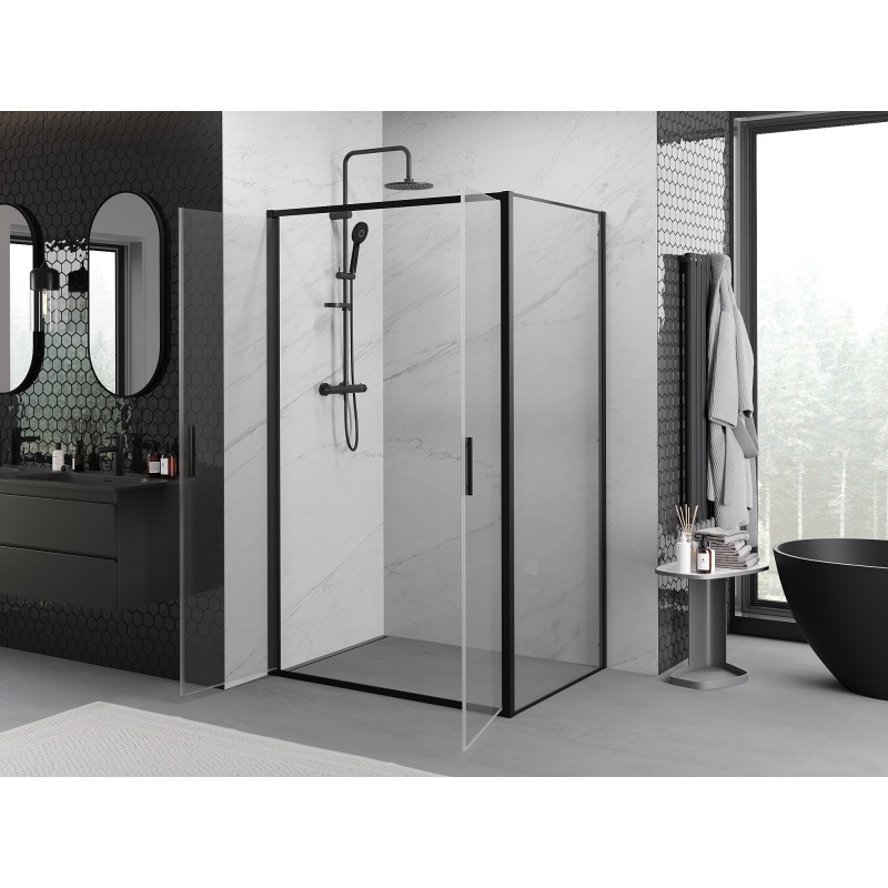 Mexen Exo-B Duo cabina de duș pivotantă 90 x 75 cm, transparentă, neagră - 814-090-075-70-00