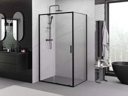 Mexen Exo-S 130 x 80 cm-es tolóajtós zuhanykabin, átlátszó, fekete - 8151-130-080-70-00
