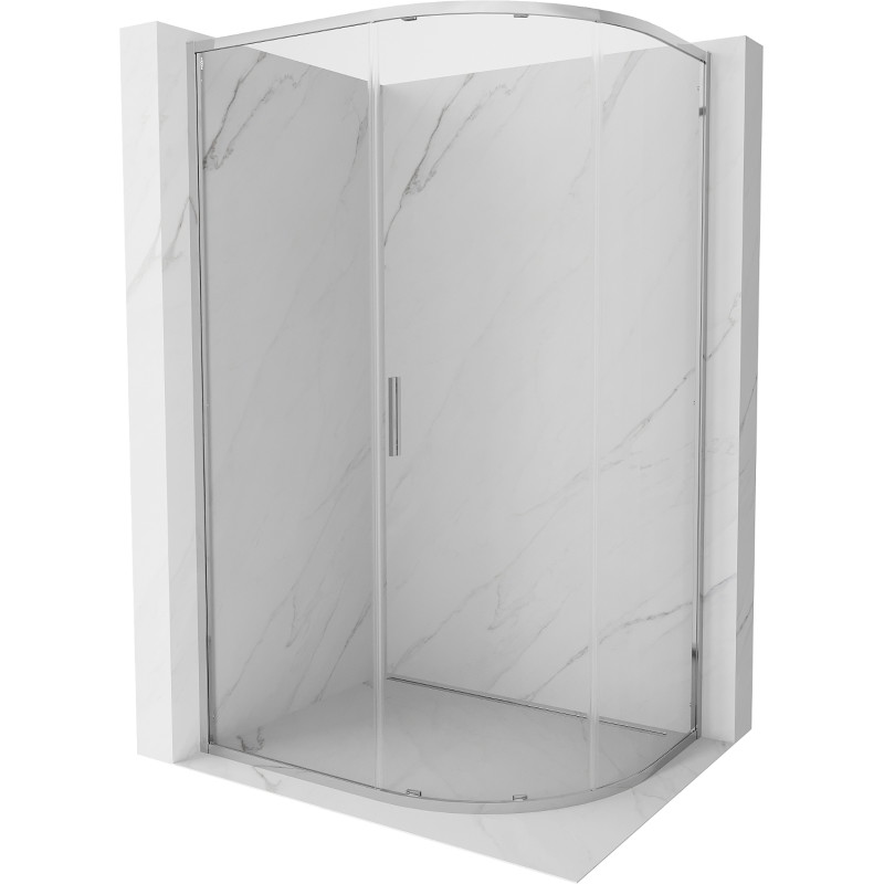 Mexen Exo-S cabina de duș semirotundă asimetrică culisantă 100 x 80 cm, transparentă, cromată - 8131-100-080-01-00