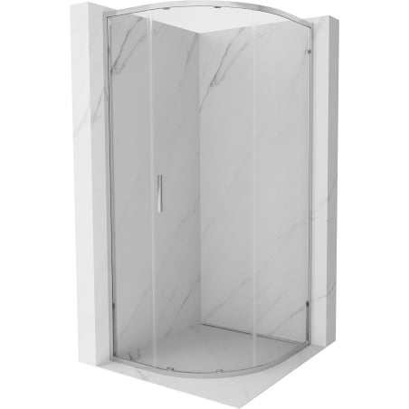 Mexen Exo félköríves tolóajtós zuhanykabin 90 x 90 cm, átlátszó, króm - 8131-090-090-01-00