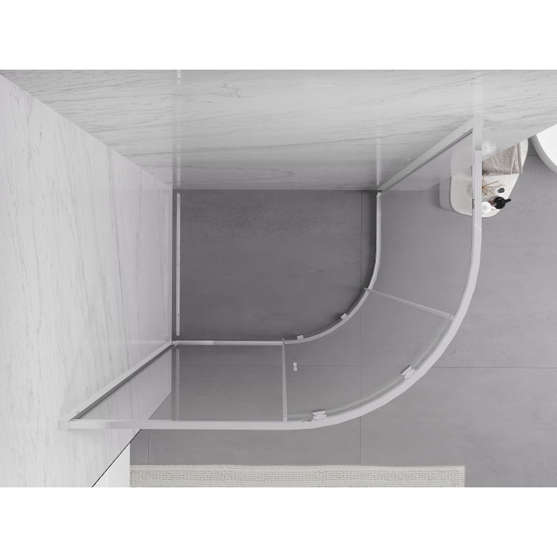 Mexen Exo félköríves aszimmetrikus tolóajtós zuhanykabin 100 x 90 cm, átlátszó, króm - 8131-100-090-01-00