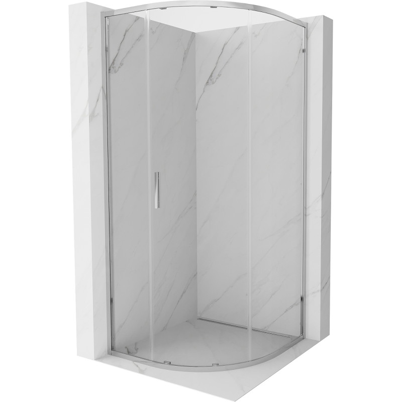 Mexen Exo-S cabina de duș semicirculară culisantă 100 x 100 cm, transparent, crom - 8131-100-100-01-00