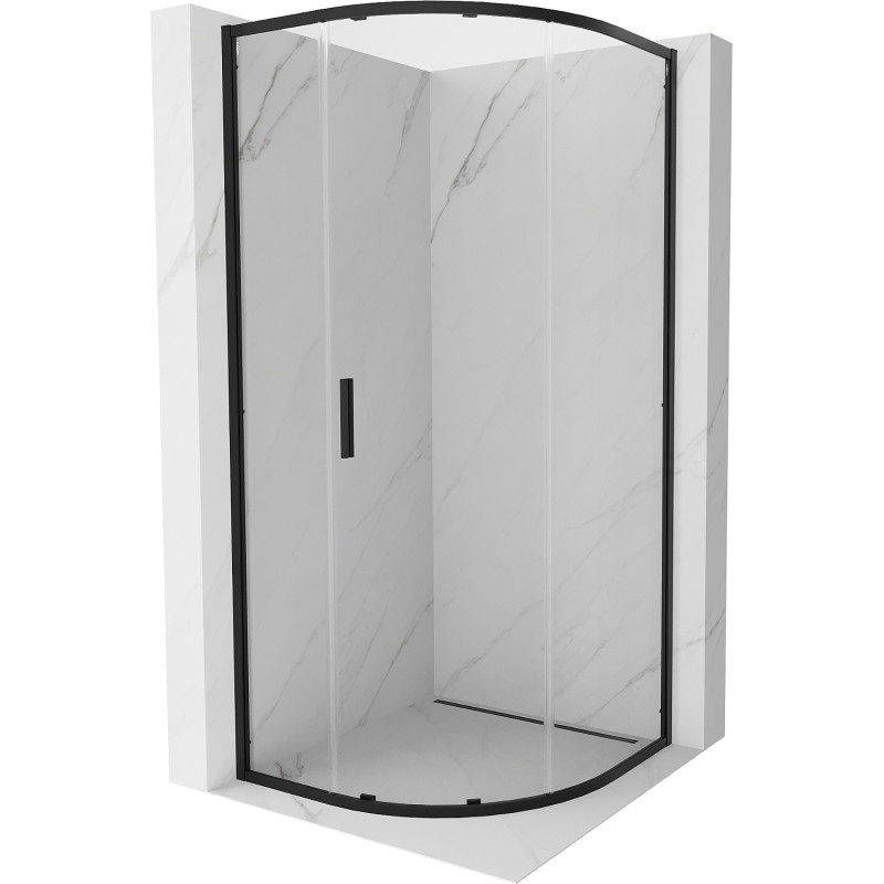 Mexen Exo-S cabina de duș semicirculară culisantă 80 x 80 cm, transparentă, neagră - 8131-080-080-70-00