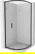 Mexen Exo cabină de duș semicirculară glisantă 80 x 80 cm, transparentă, neagră - 8131-080-080-70-00
