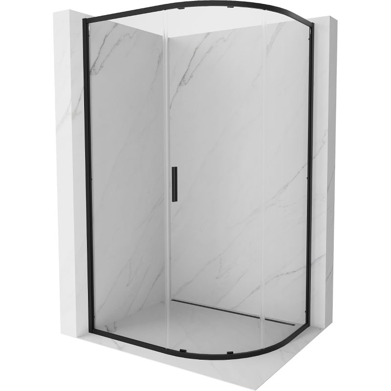 Mexen Exo cabină de duș semicirculară asimetrică glisantă 100 x 80 cm, transparent, negru - 8131-100-080-70-00