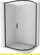 Mexen Exo cabină de duș semicirculară asimetrică culisantă 100 x 80 cm, transparentă, neagră - 8131-100-080-70-00