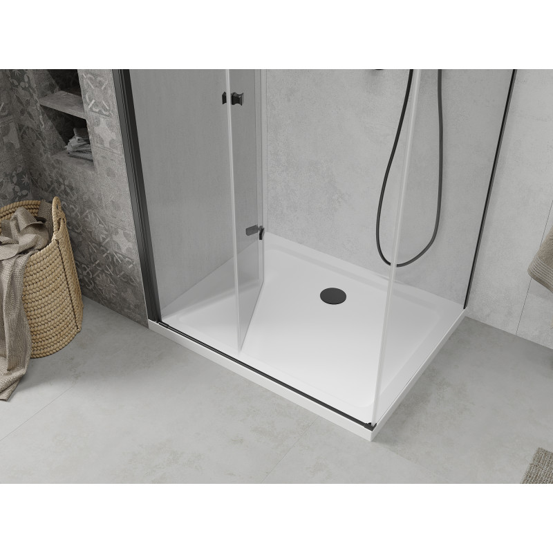 Mexen Lima cabina de duș pliabilă 90 x 120 cm, transparentă, neagră + cadă de duș Flat, albă - 856-090-120-70-00-4010B