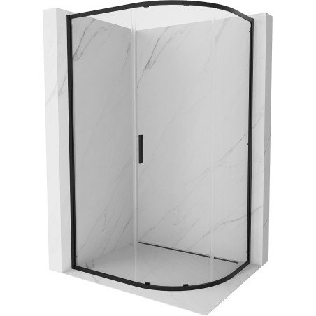 Mexen Exo-S cabina de duș semicirculară asimetrică glisantă 120 x 90 cm, transparentă, neagră - 8131-120-090-70-00