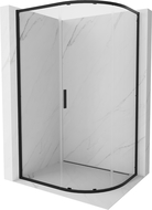 Mexen Exo cabină de duș semicirculară asimetrică glisantă 120 x 90 cm, transparentă, neagră - 8131-120-090-70-00