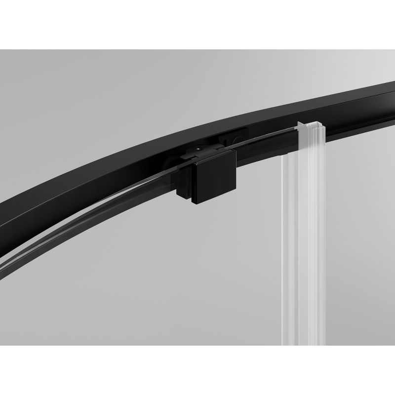 Mexen Exo cabină de duș semicirculară asimetrică culisantă 100 x 80 cm, transparentă, neagră - 8131-100-080-70-00