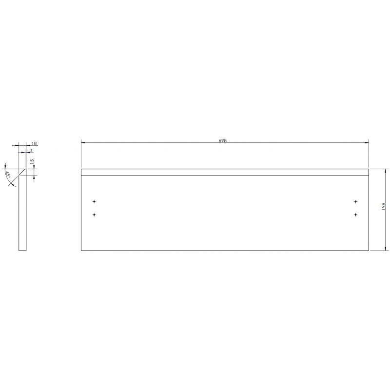 Mexen Orio szekrénytest előlap 70 x 20 cm, fehér matt - 91A10-0700-235-1-01