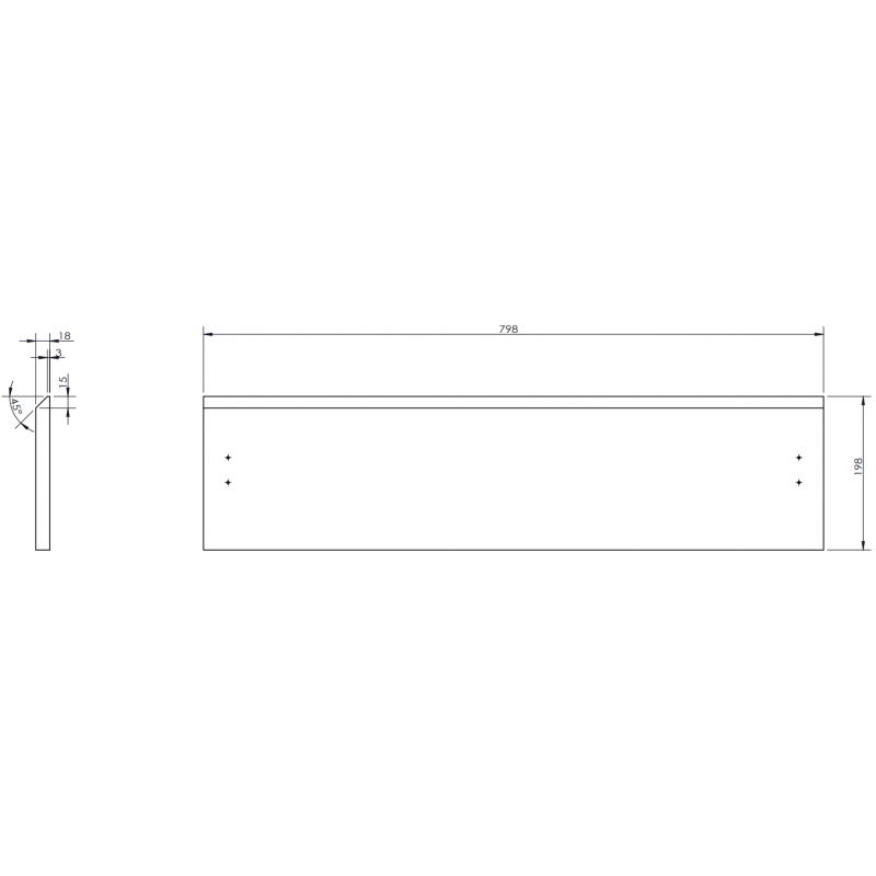 Mexen Orio szekrénytest előlap 80 x 20 cm, szürke matt - 91A10-0800-235-1-62