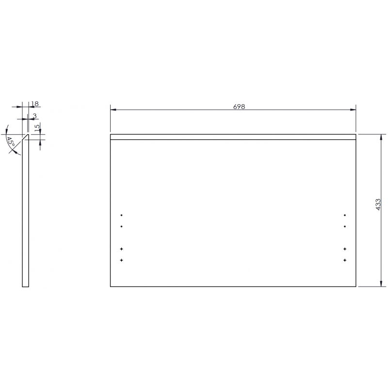 Mexen Orio fürdőszobai szekrénytest frontja 70 x 43,5 cm, szürke matt - 91A10-0700-470-1-62