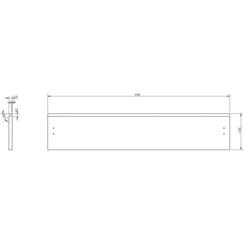 Mexen Orio fürdőszobai szekrénytest előlap 100 x 20 cm, fekete matt - 91A10-1000-235-1-71