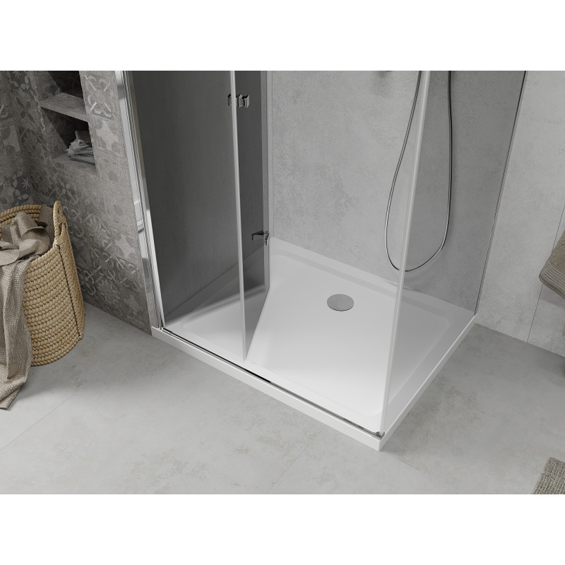 Mexen Lima cabina de duș pliabilă 70 x 120 cm, grafit, crom + cadă Flat, alb - 856-070-120-01-40-4010