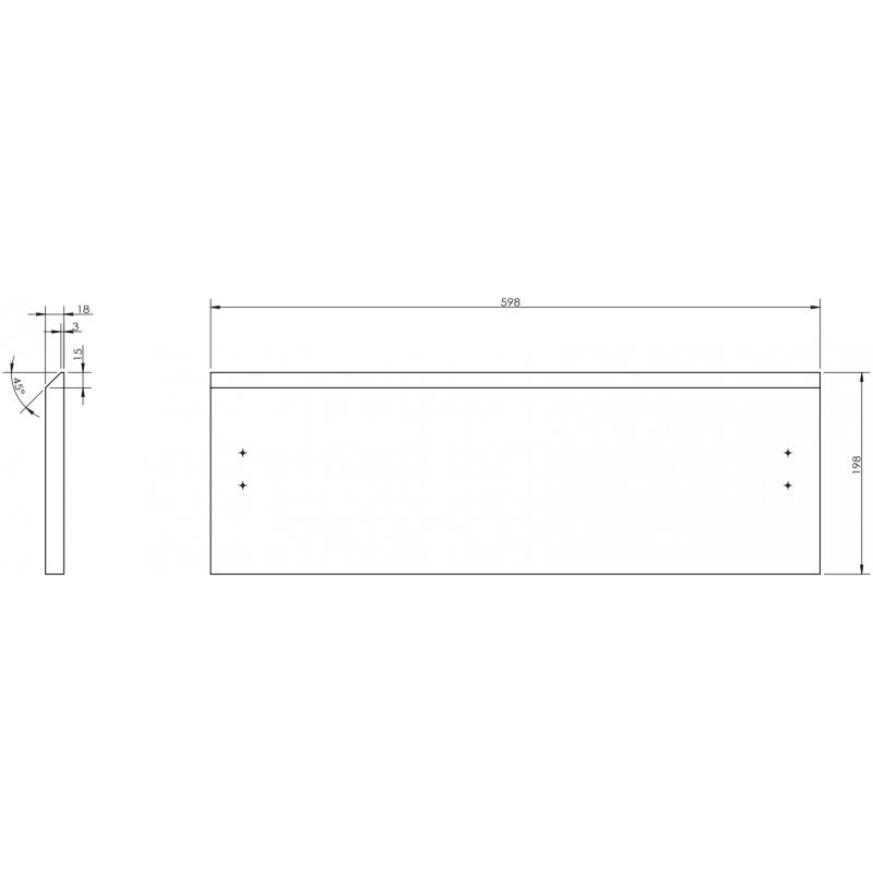Mexen Rivel față canelată pentru corp de dulap baie 60 x 20 cm, alb mat - 91A20-0600-235-1-01