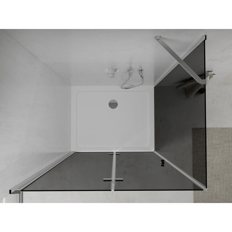 Mexen Lima összecsukható zuhanykabin 70 x 120 cm, grafit, króm + Flat zuhanytálca, fehér - 856-070-120-01-40-4010