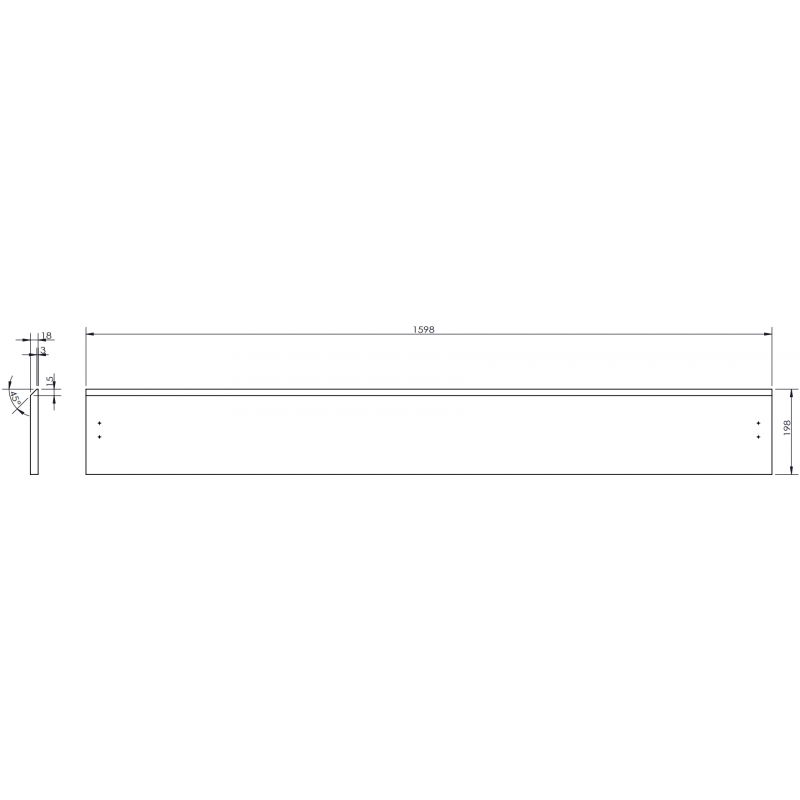 Mexen Rivel elülső bordázott előlap fürdőszobai szekrényhez 160 x 20 cm, fekete matt - 91A20-1600-235-1-71