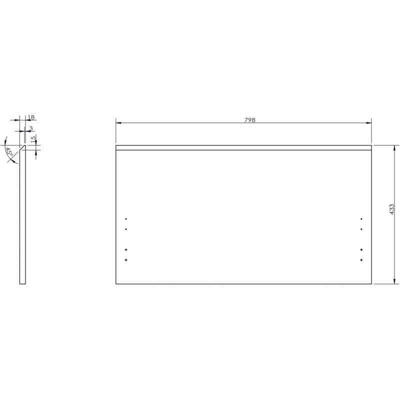 Mexen Rivel front bordázott fürdőszobai szekrényhez 80 x 43,5 cm, fehér matt - 91A20-0800-470-1-01