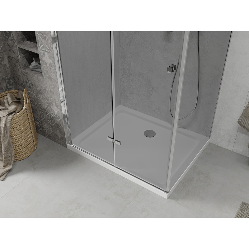 Mexen Lima cabina de duș pliabilă 80 x 70 cm, grafit, crom + cadă Flat, alb - 856-080-070-01-40-4010