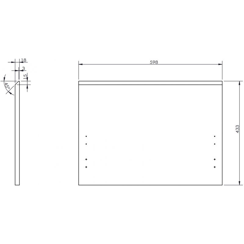 Mexen Rivel elöl ryflowany a fürdőszobai szekrény korpuszához 60 x 43,5 cm, szürke matt - 91A20-0600-470-1-62