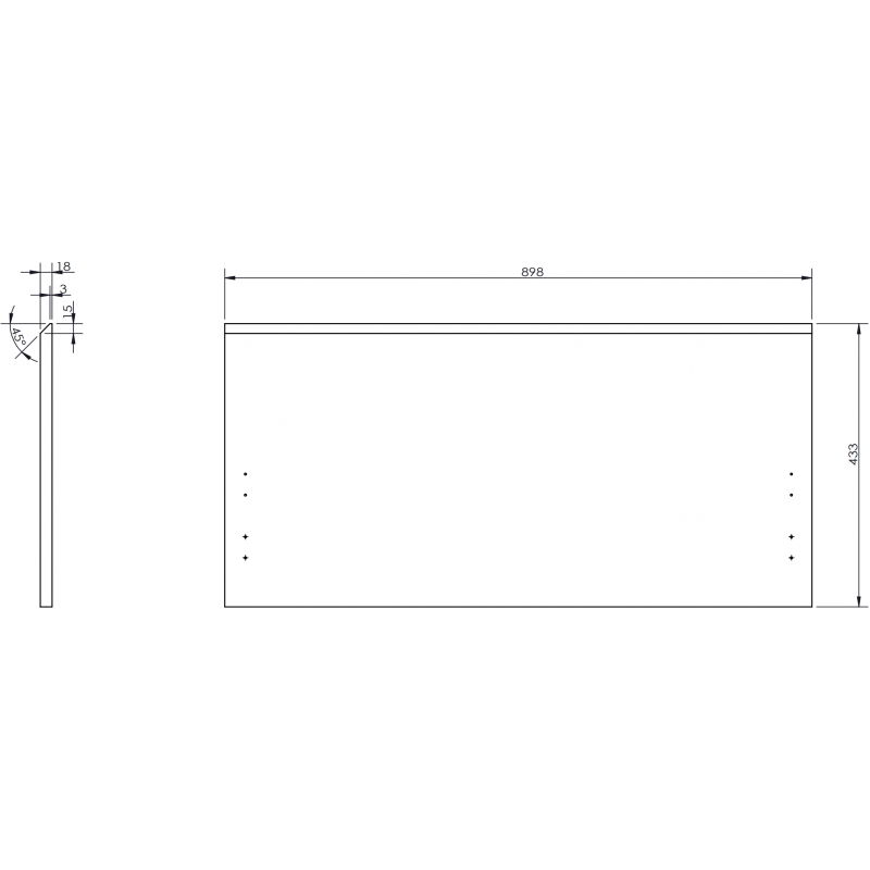 Mexen Rivel front rovátkázott fürdőszobaszekrényhez 90 x 43,5 cm, tölgy - 91A20-0900-470-1-81
