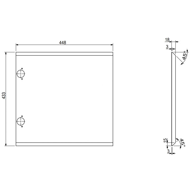 Mexen Rivel față canelată pentru corp dulap baie 45 x 43,5 cm, gri mat - 91A21-0450-470-1-62