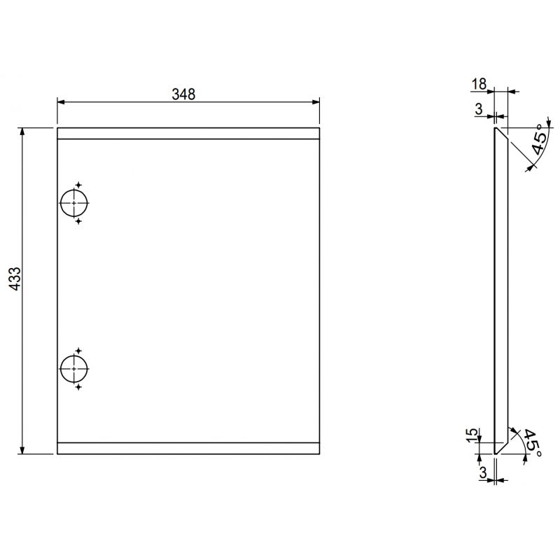 Mexen Rivel elülső bordázott fürdőszobai szekrénytesthez 35 x 43,5 cm, fekete matt - 91A21-0350-470-1-71