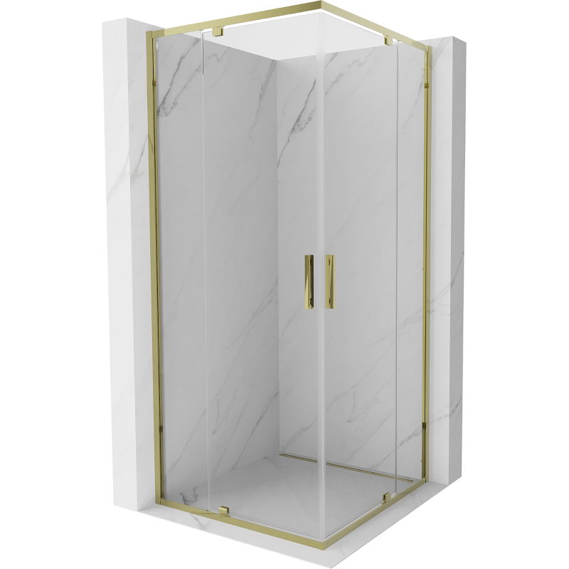 Mexen Exo cabină de duș pătrată pivotantă 70 x 70 cm, transparent, auriu - 8110-070-070-50-00