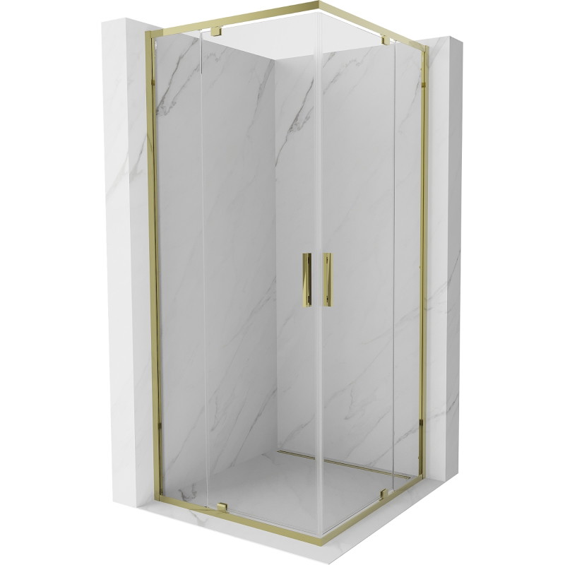 Mexen Exo-R Duo cabina de duș pătrată cu uși batante 70 x 70 cm, transparentă, auriu - 8110-070-070-50-00