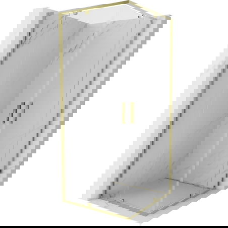 Mexen Exo cabină de duș pătrată pivotantă 70 x 70 cm, transparent, auriu - 8110-070-070-50-00