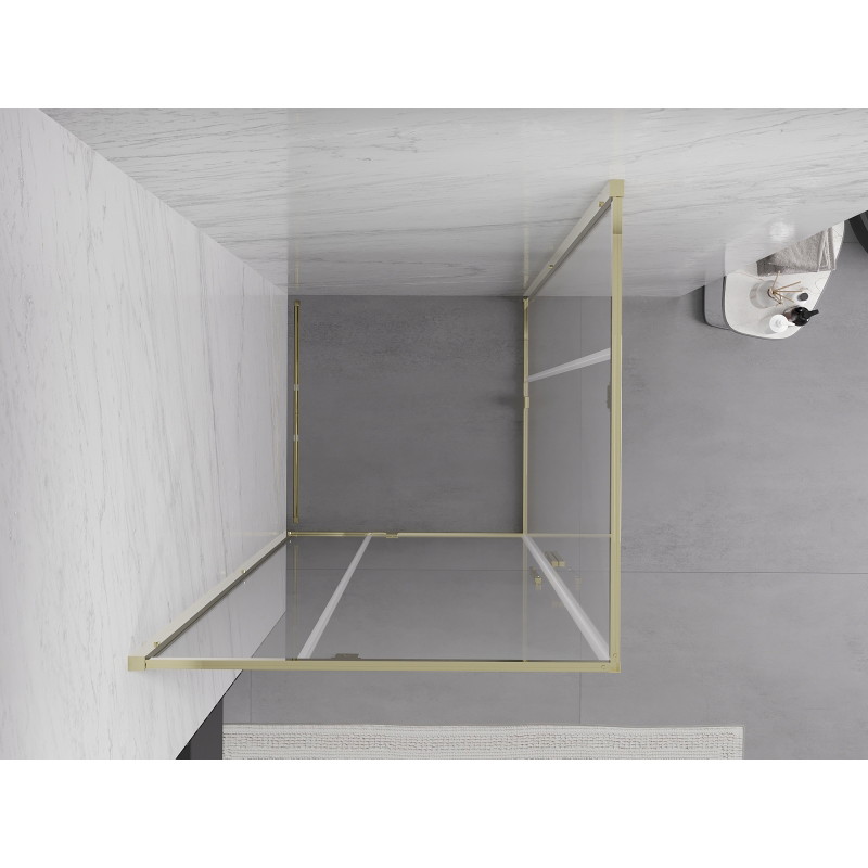 Mexen Exo-R Duo cabina de duș pătrată cu uși batante 70 x 70 cm, transparentă, auriu - 8110-070-070-50-00