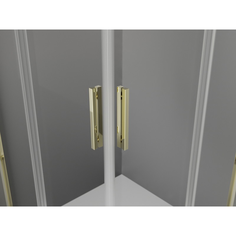 Mexen Exo-R Duo cabina de duș pătrată cu uși batante 70 x 70 cm, transparentă, auriu - 8110-070-070-50-00