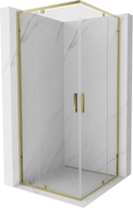 Mexen Exo-R Duo cabina de duș pătrată rabatabilă 80 x 80 cm, transparentă, auriu - 8110-080-080-50-00