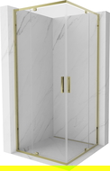 Cabină de duș pătrată batantă Mexen Exo 90 x 90 cm, transparent, auriu - 8110-090-090-50-00