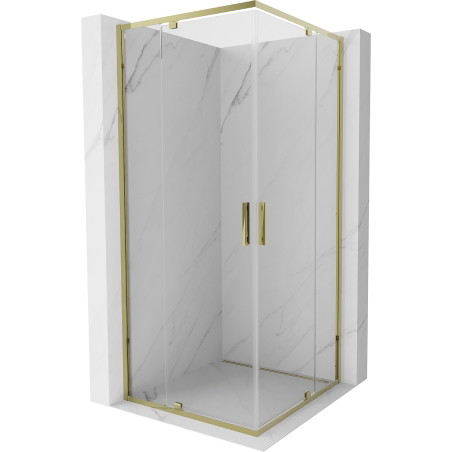 Mexen Exo-R Duo cabina de duș pătrată cu ușă batantă 100 x 100 cm, transparentă, aurie - 8110-100-100-50-00