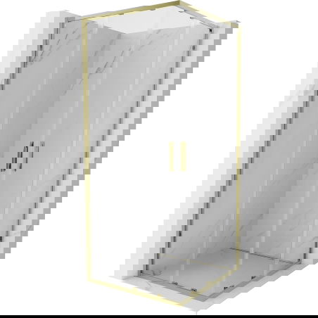 Mexen Exo négyszögletű zuhanykabin tolóajtóval 70 x 70 cm, átlátszó, arany - 8111-070-070-50-00