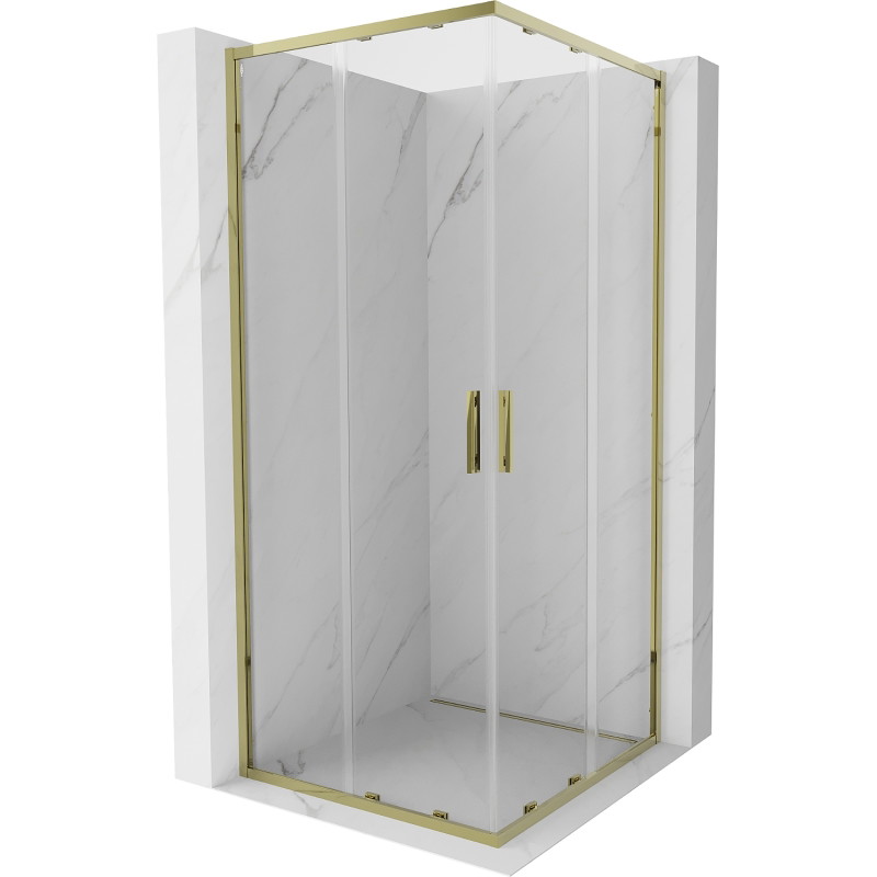 Mexen Exo-S Duo cabina de duș pătrată culisantă 80 x 80 cm, transparentă, aurie - 8111-080-080-50-00