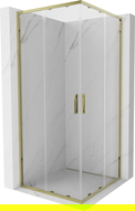Mexen Exo cabină de duș pătrată și glisantă 80 x 80 cm, transparentă, aurie - 8111-080-080-50-00