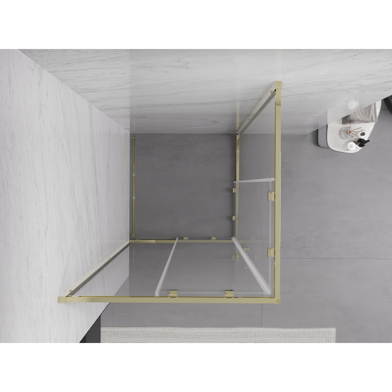 Mexen Exo-S Duo cabina de duș pătrată glisantă 90 x 90 cm, transparentă, aurie - 8111-090-090-50-00