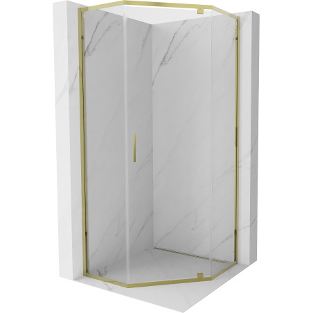 Mexen Exo-R cabină de duș pentagonală cu ușă oscilantă 80 x 80 cm, transparentă, aurie - 812-080-080-50-00