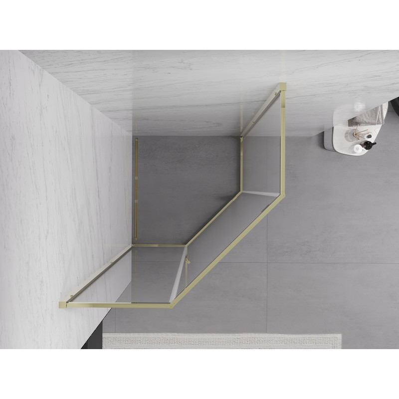 Mexen Exo-R cabină de duș pentagonală cu ușă oscilantă 80 x 80 cm, transparentă, aurie - 812-080-080-50-00