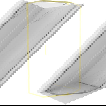 Mexen Exo cabină de duș pentagonală pivotantă 90 x 90 cm, transparentă, aurie - 812-090-090-50-00