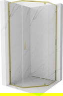 Mexen Exo cabină de duș pentagonală pivotantă 90 x 90 cm, transparentă, aurie - 812-090-090-50-00