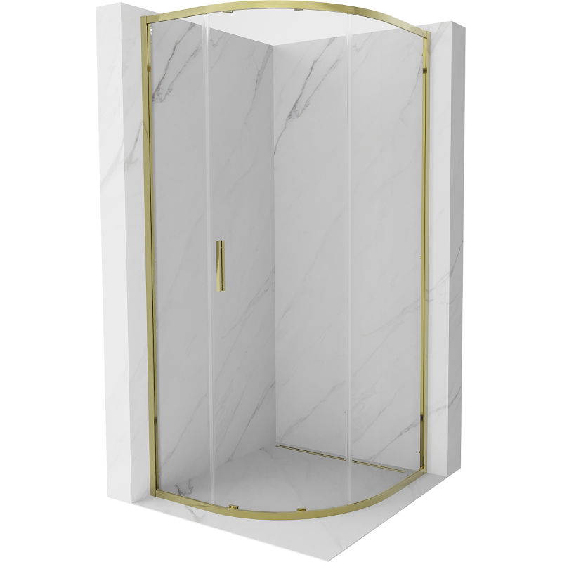 Cabină de duș semirotundă culisantă Mexen Exo 70 x 70 cm, transparentă, aurie - 8131-070-070-50-00