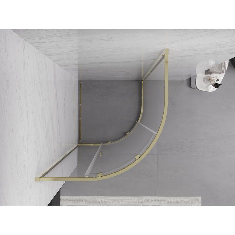 Mexen Exo cabina de duș semirotundă glisantă 70 x 70 cm, transparentă, aurie - 8131-070-070-50-00