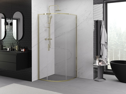 Cabină de duș semicirculară glisantă Mexen Exo 80 x 80 cm, transparent, auriu - 8131-080-080-50-00
