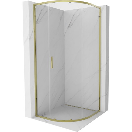 Mexen Exo-S cabina de duș semirotundă glisantă 80 x 80 cm, transparentă, aurie - 8131-080-080-50-00
