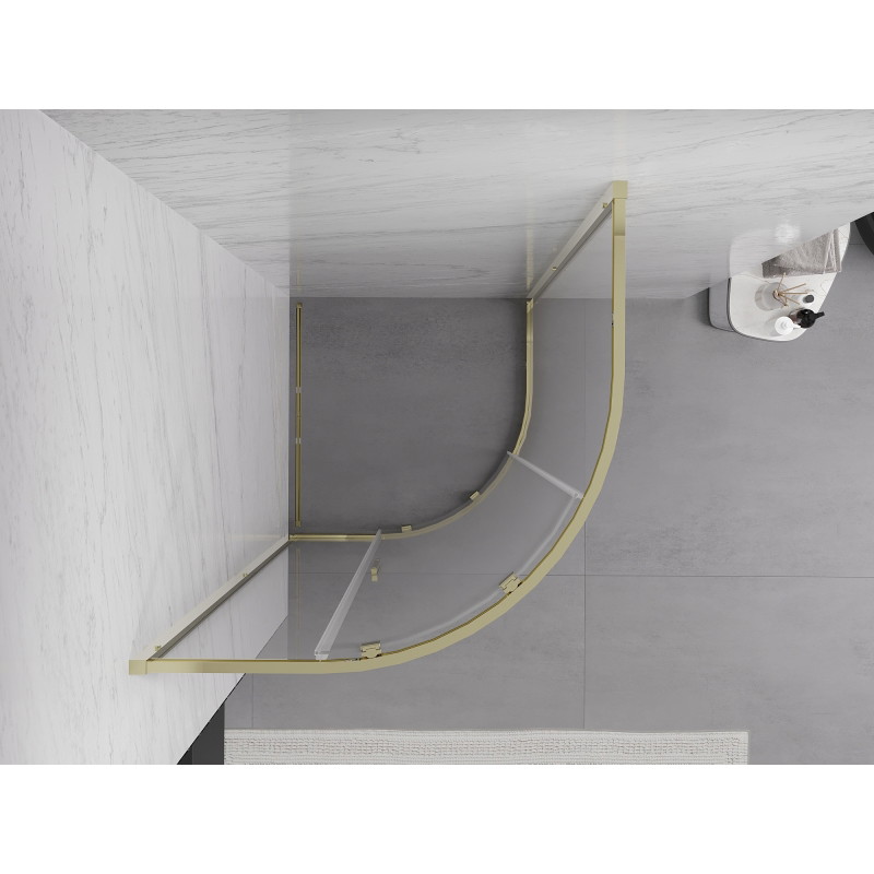 Mexen Exo-S cabina de duș semirotundă glisantă 80 x 80 cm, transparentă, aurie - 8131-080-080-50-00