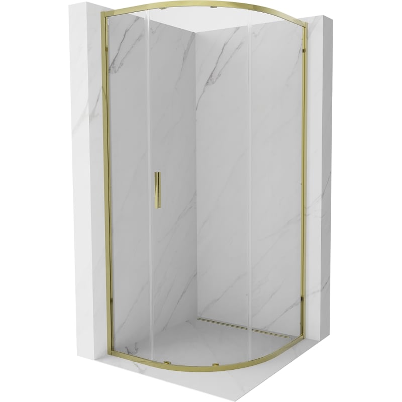 Cabină de duș semicirculară culisantă Mexen Exo 90 x 90 cm, transparentă, aurie - 8131-090-090-50-00